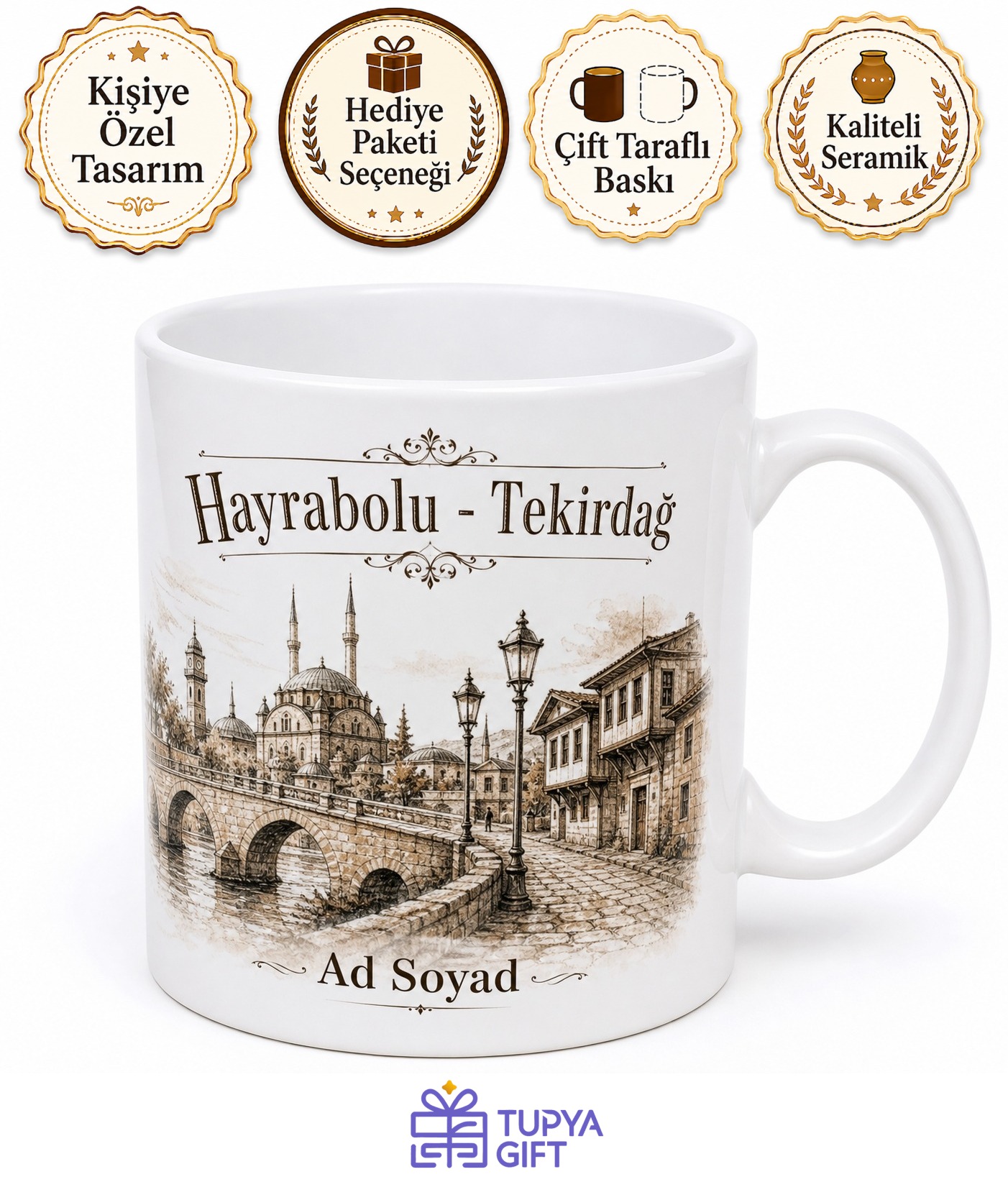 Hayrabolu Tarihi Dokusu Tekirdağ Hatırası Hediye Kupa Bardak Porselen
