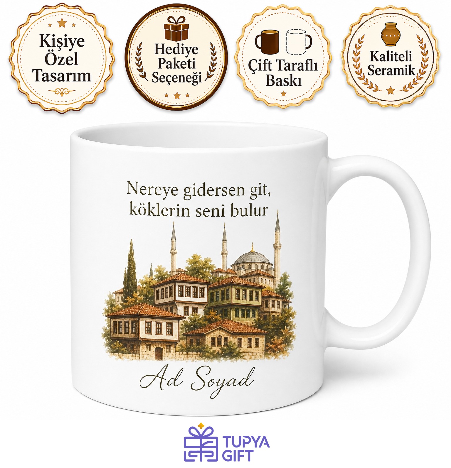 Çalışma Masası İçin Memleket Kupası Baskılı Porselen Bardak Hediye