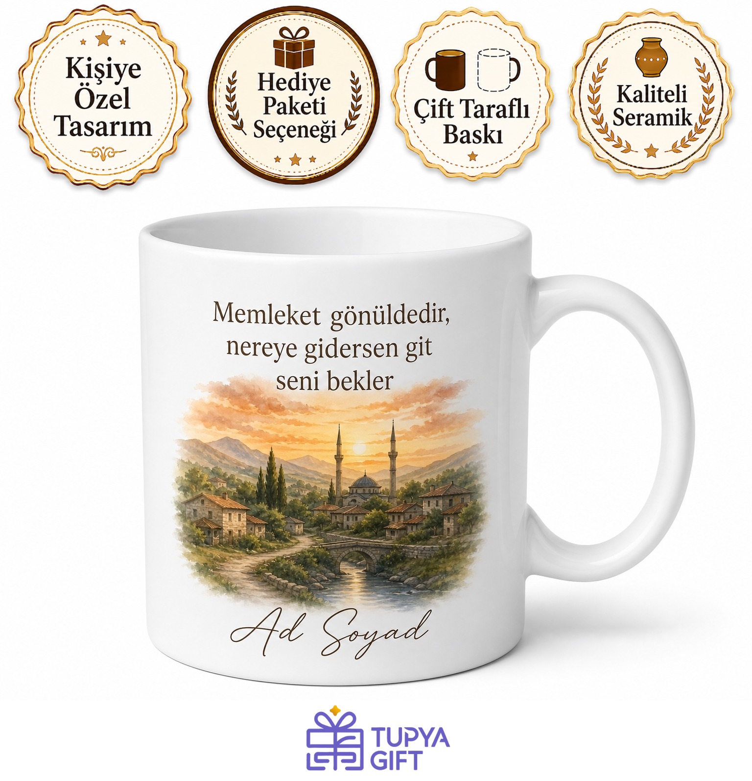Kardeşe Memleket Hatırası Kupa Bardak Özel Tasarım Hediye