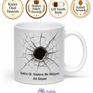 Kırık Cam Temalı Komik Baskılı Kupa Bardak Esprili Hediye Porselen Mug