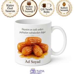 Tulumba Tatlısı Temalı Baskılı Kupa Bardak Hediye Porselen Mug