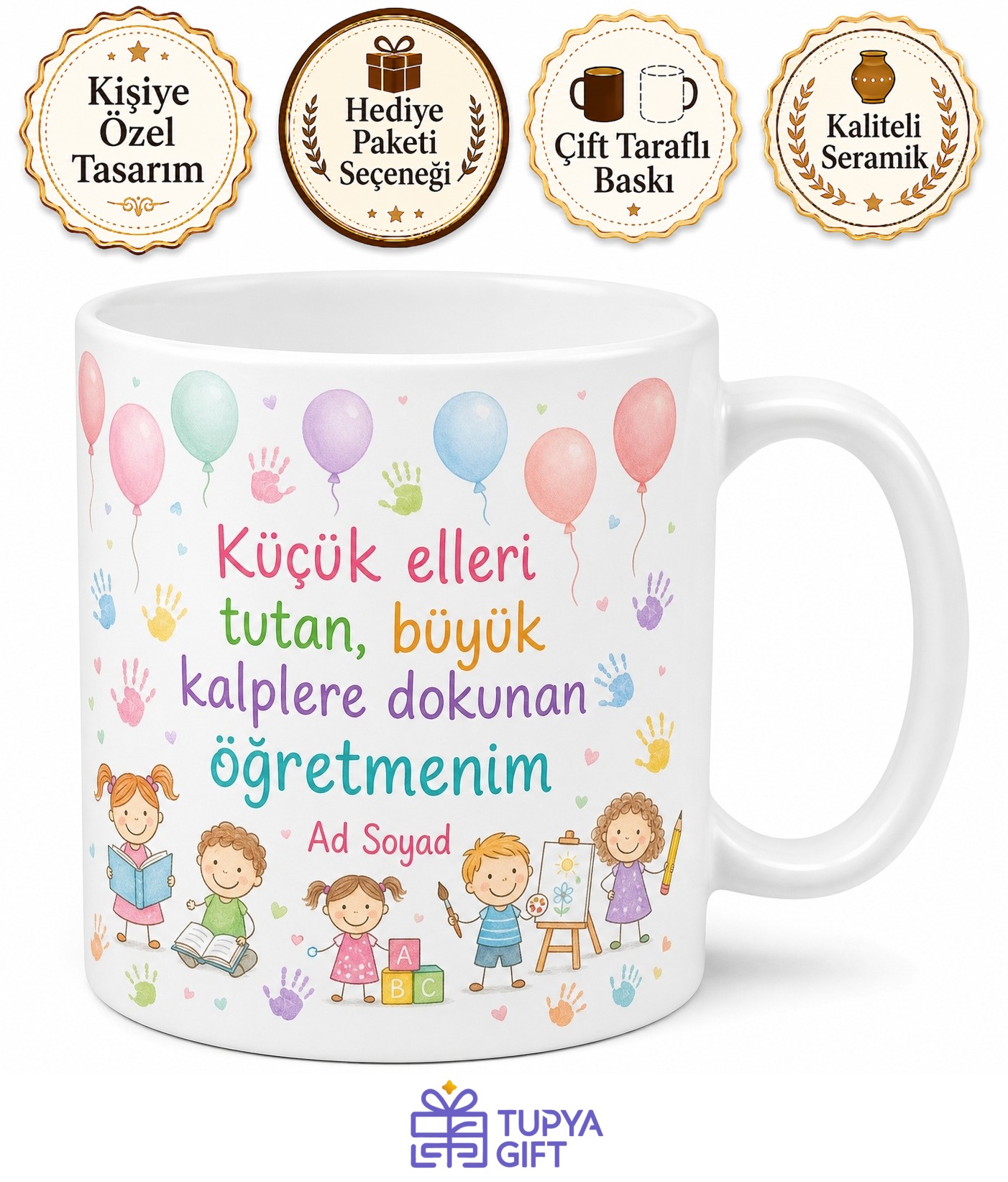 Anaokulu Öğretmeni Kişiye Özel Baskılı Kupa Bardak Öğretmenler Günü Hediyesi