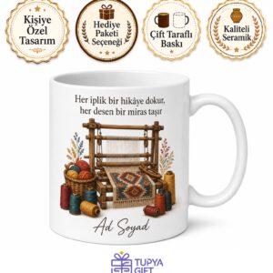 Tekstil Teknolojisi Dokuma Tezgahı İplik Bobinleri Baskılı Kupa Bardak Hediye