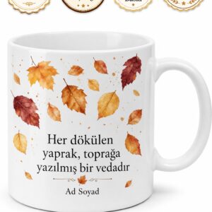 Sonbahar Melankolisi Dökülen Yaprak Hüzün Kupası Özel Tasarım Hediye Bardak