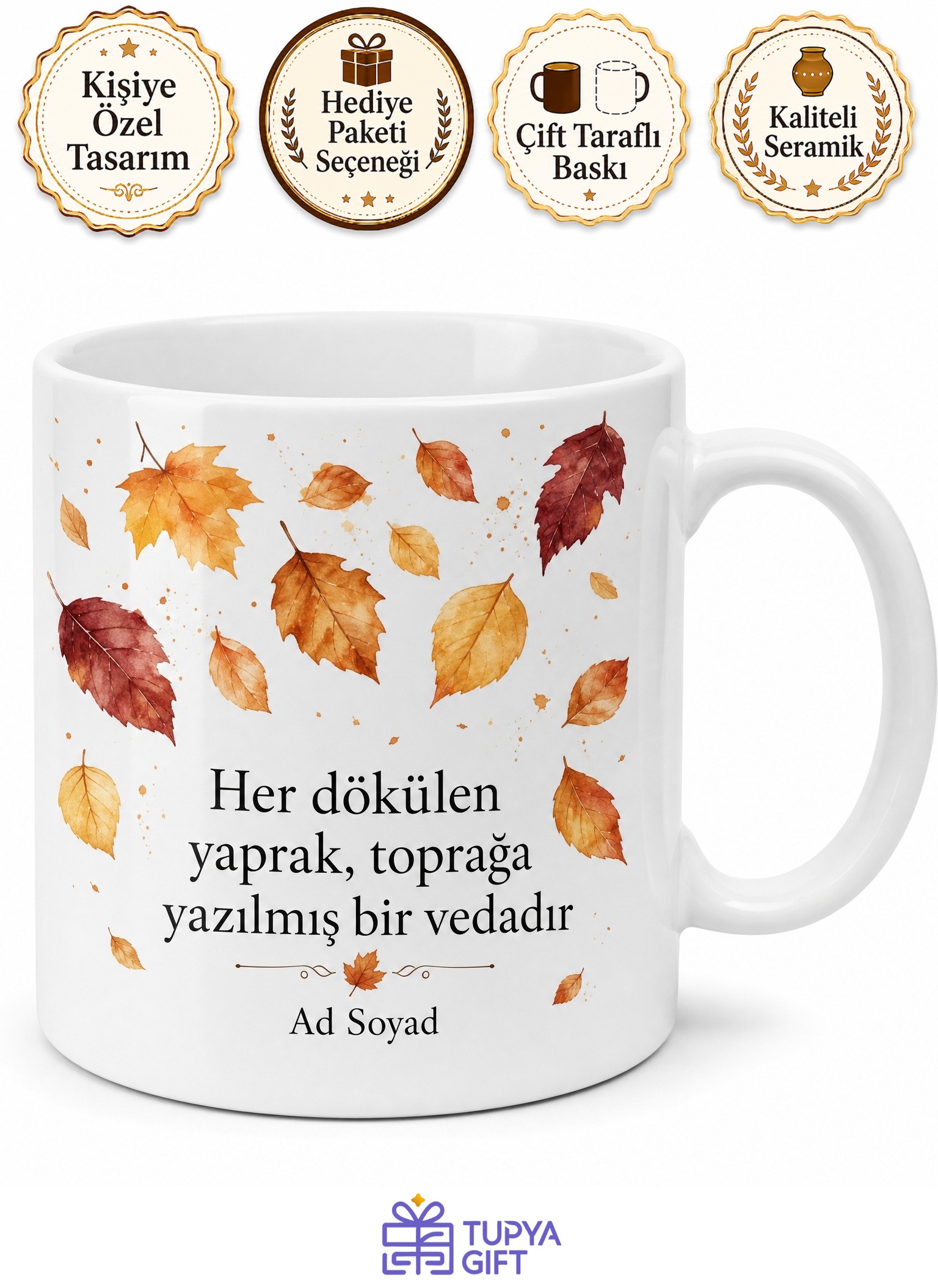 Sonbahar Melankolisi Dökülen Yaprak Hüzün Kupası Özel Tasarım Hediye Bardak