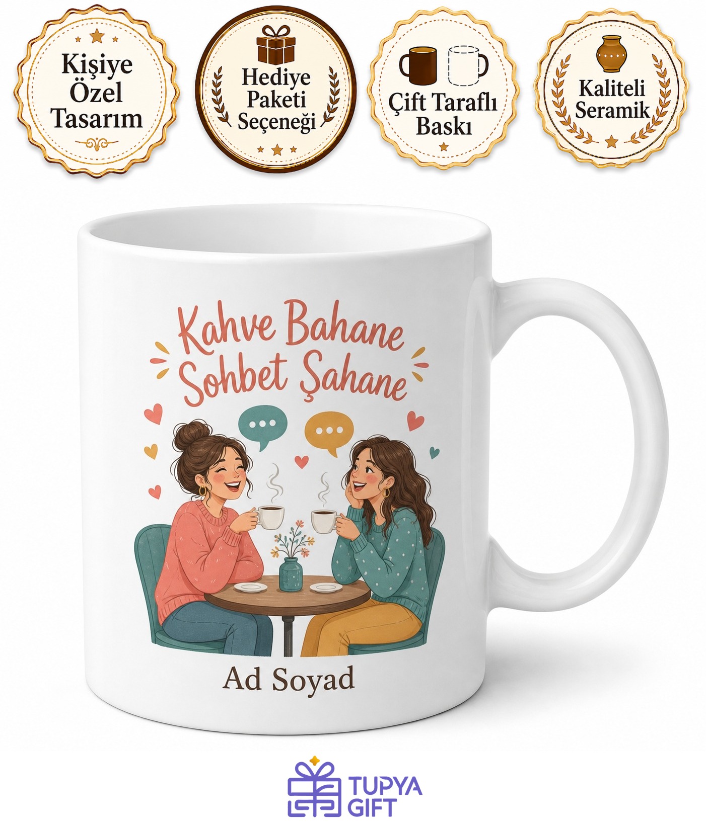 Komşuya Kahveye Giden Teyzelere Kahve Bahane Sohbet Şahane Kupa Hediye Bardak