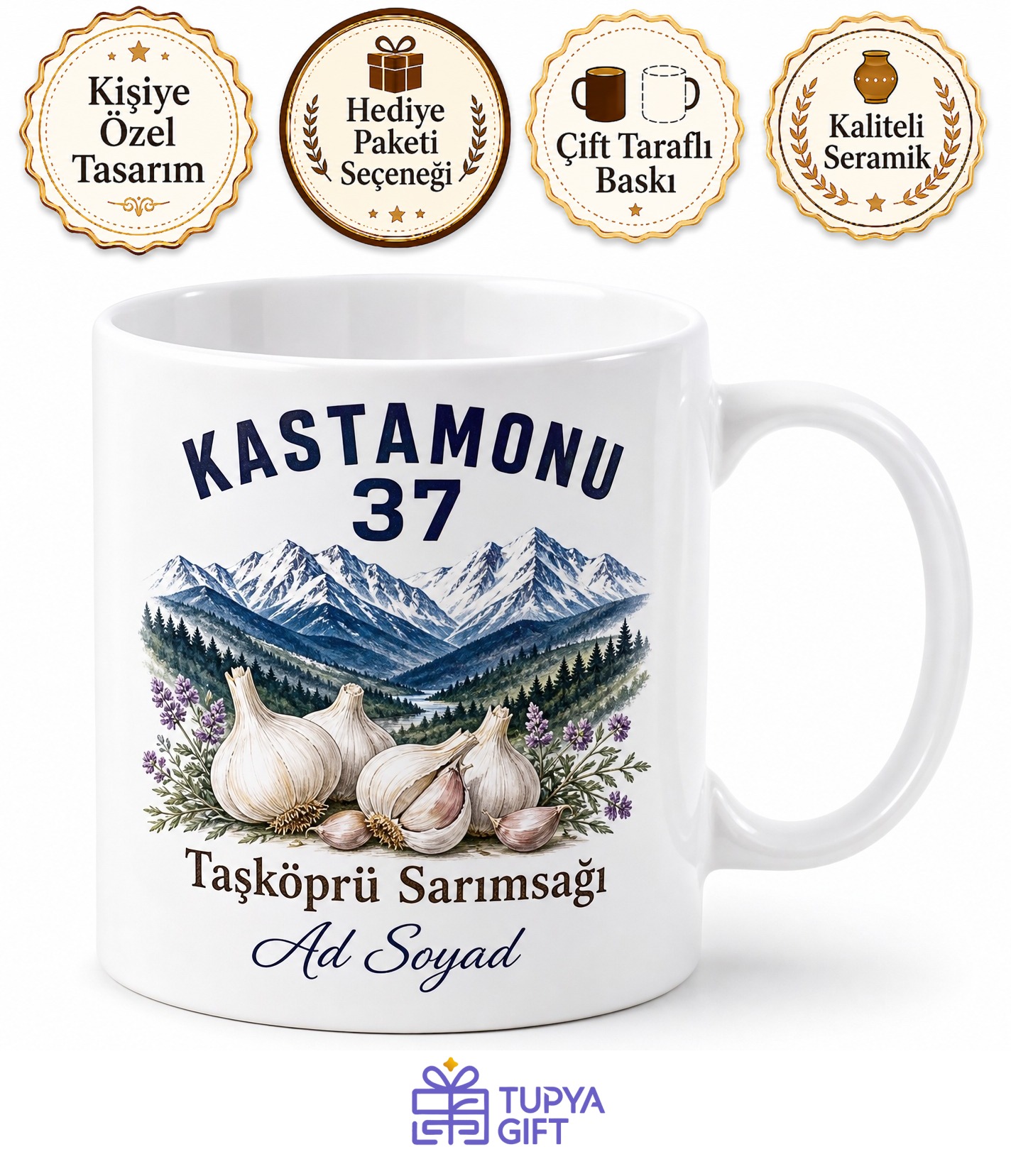Kastamonu Plakalı Ilgaz Dağları Taşköprü Sarımsağı Hatıra Kupa Bardak Hediye