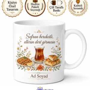 Altın Günü Ev Sahibesine Kısır Börek Ziyafeti Çay Kupası Hediye Bardak