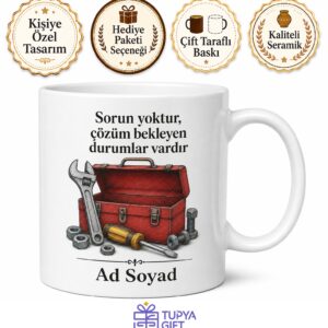 Tamirci Usta Kupası Her İşi Çözen Alet Çantası Temalı Hediye Kupa Bardak
