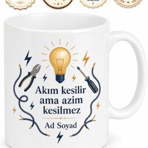 Elektrikçiye Hediyelik Kupa Bardak Elektrik Ustasına Özel Tasarım Hediye