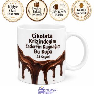 Çikolata Krizine Giren Akışkan Çikolata Endorfin Kaynağı Kupa Bardak Hediye