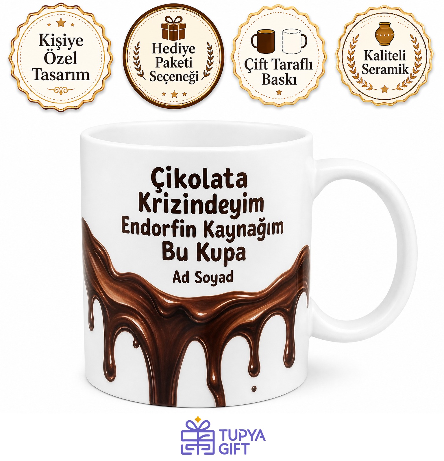 Çikolata Krizine Giren Akışkan Çikolata Endorfin Kaynağı Kupa Bardak Hediye