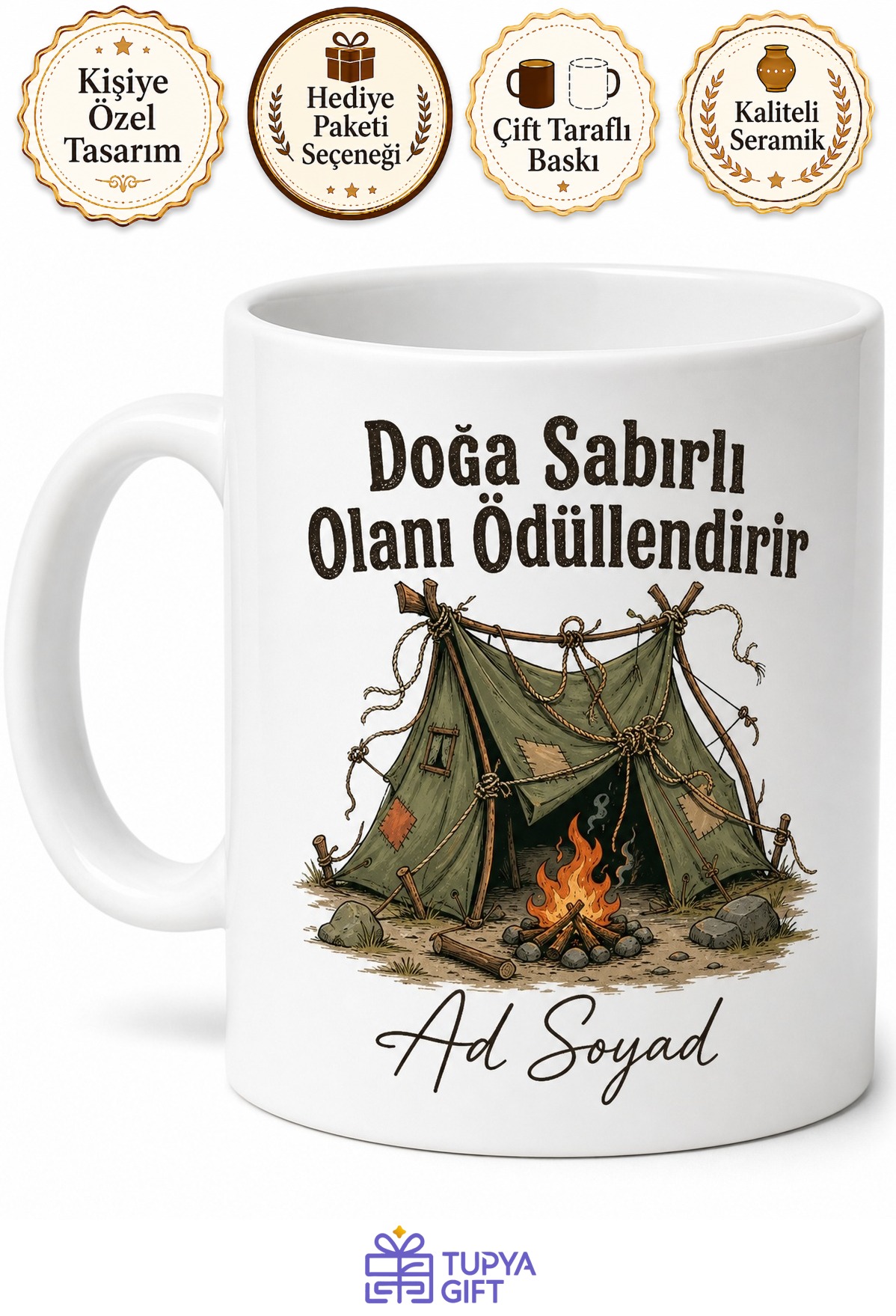 Çadır Kurmayı Öğrenenlere Polleri Kırma Tente Bağlama Macerası Kupa Hediye Bardak