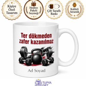 Fitness Salonu Temalı Baskılı Kupa Bardak Spor Motivasyon Hediye