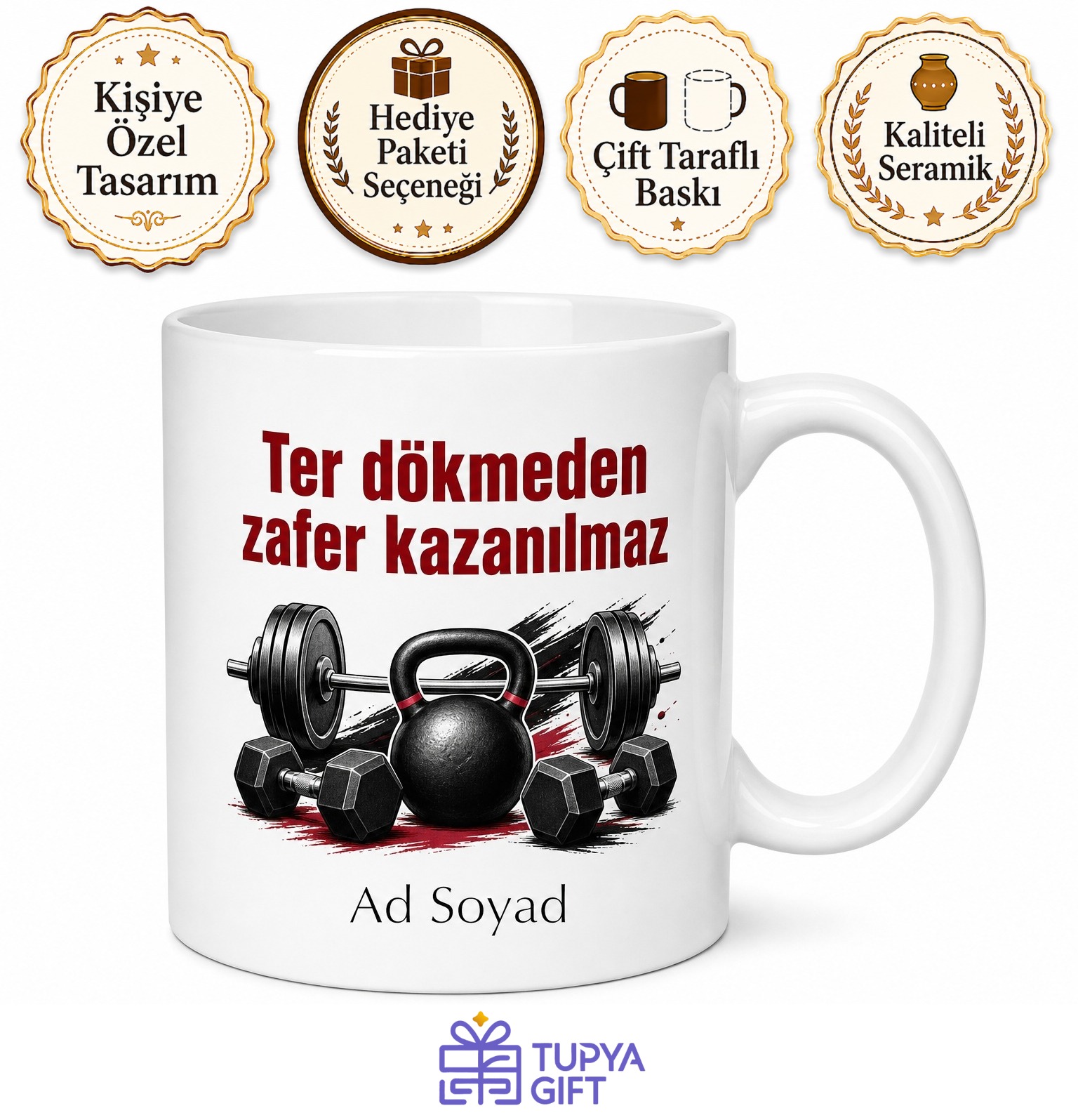 Fitness Salonu Temalı Baskılı Kupa Bardak Spor Motivasyon Hediye