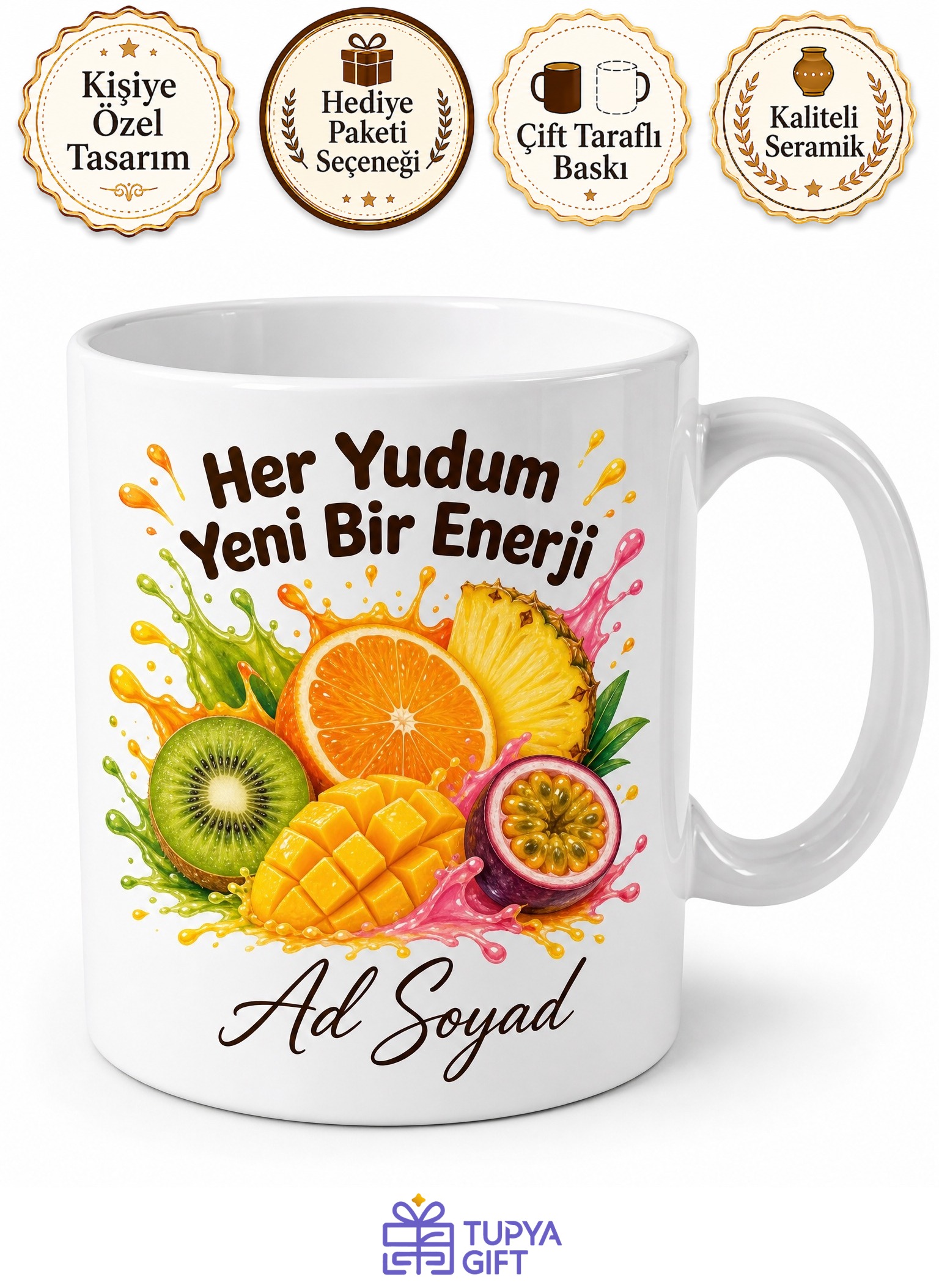 Meyve Suyu Sıkanlara Enerji Patlaması Tropikal Renkli Kupa Bardak Hediye
