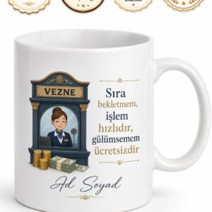 Banka Veznedarı Sıra Bekletmeyenlere Hızlı İşlem Güler Yüz Kupa Bardak Hediye