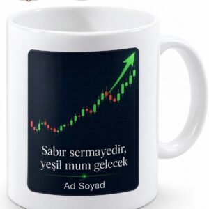 Borsa Yatırımcısına Yeşil Mum Temalı Kupa Bardak Hediye Umut Kupası