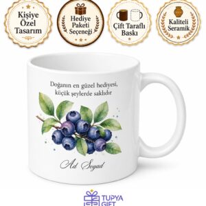 Yaban Mersini Temalı Baskılı Kupa Bardak Hediye Porselen Mug