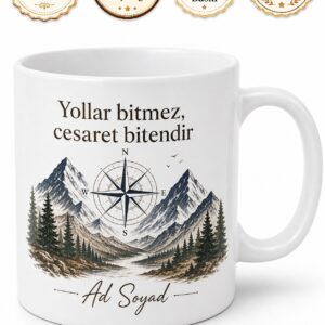 İsme Özel Maceracı Yazılı Kupa Bardak Hediye Özel Tasarım Baskılı Kupa