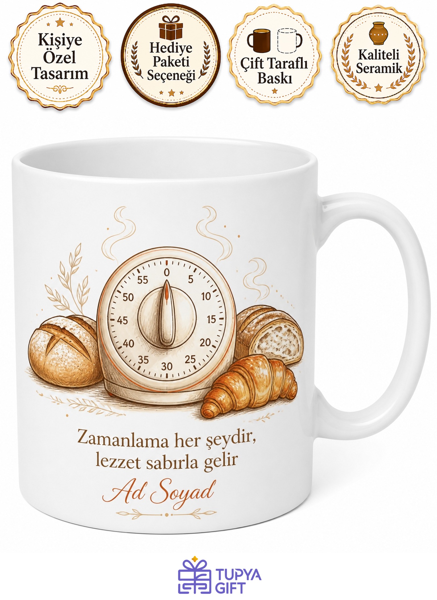 Fırın Saati Pişme Süresi Çizimli Tam Zamanında Hazır Olan Dakik Kupa Bardak Hediye