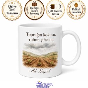 Toprak Kokusu Temalı Baskılı Kupa Bardak | Doğa Sevgisi Hediye Kupa