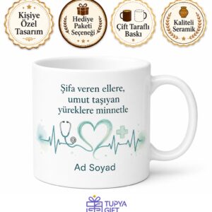 Dünya Hastane Günü Sağlık Çalışanlarına Özel Tasarım Baskılı Kupa Bardak Hediye