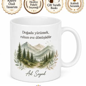 Doğaya Dönüş Temalı Baskılı Kupa Bardak | Orman Desenli Hediye Kupa