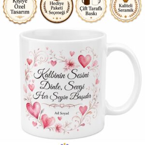 Duygularıyla Hareket Edenlere Romantik Ve Naif Kalp Kupası Hediye Bardak