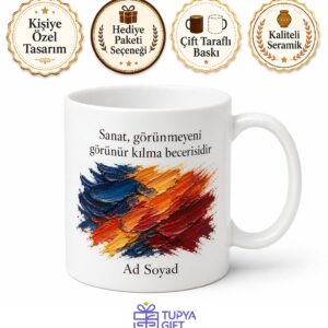Yağlı Boya Fırça Darbeleri Çizimli Derinlik ve Doku Katan Usta Kupa Bardak Hediye
