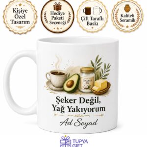 Ketojenik Beslenenlere Şekersiz Kahve Ve Sağlıklı Yağlar Kupası Keto Hediye Bardak