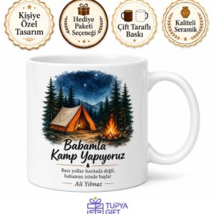 Babamla Kamp Yapıyoruz Yazılı Kupa Bardak Babalar Günü Hediyesi