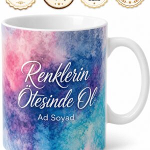 Acid Wash Efekt Temalı Özel Tasarım Baskılı Porselen Kupa Bardak Hediye