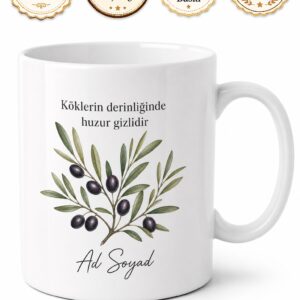 Aydın Zeytin Dalı Tasarımlı Kupa Bardak | Özel Tasarım Hediye Kupa