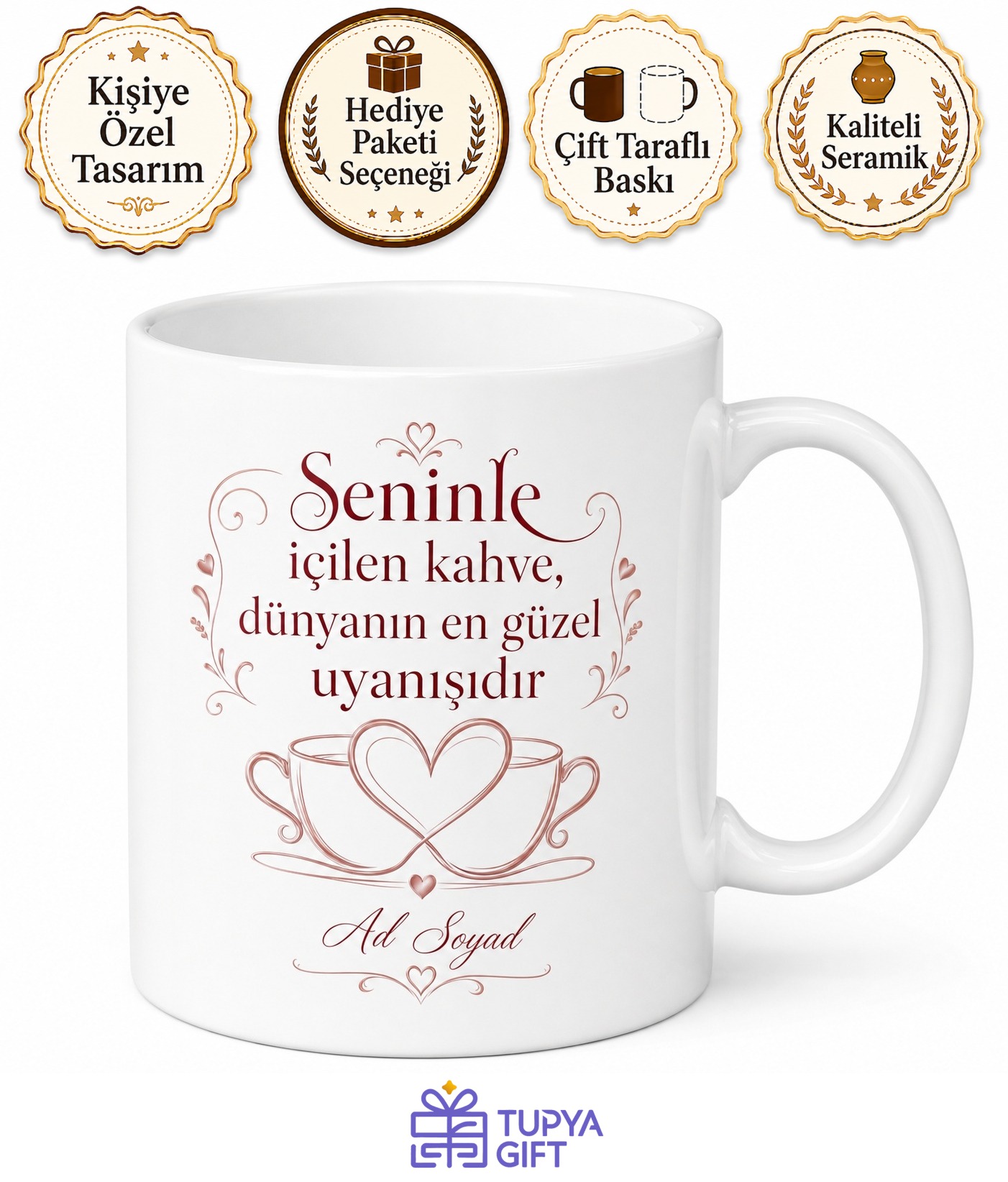 Kişiye Özel Romantik Sabah Kahvesi Kupa Bardak İsimli Hediye