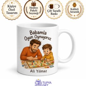 Babamla Oyun Oynuyoruz Yazılı Kupa Bardak Babalar Günü Hediyesi