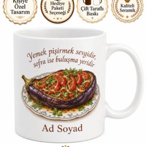 İmam Bayıldı Temalı Baskılı Kupa Bardak Hediye Yemek Aşçı Mutfak