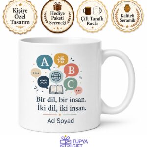 Kişiye Özel Dil Öğrenenlere Baskılı Kupa Bardak İsimli Hediye