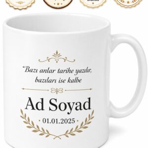 İsme ve Tarihe Özel Baskılı Kupa Bardak Tarih Damgalı Hatıra Hediye