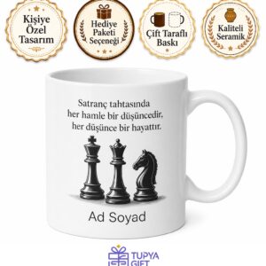 Satranç Eğitmenine Özel Tasarım Kupa Bardak Zeka Dolu Hediye Porselen Mug