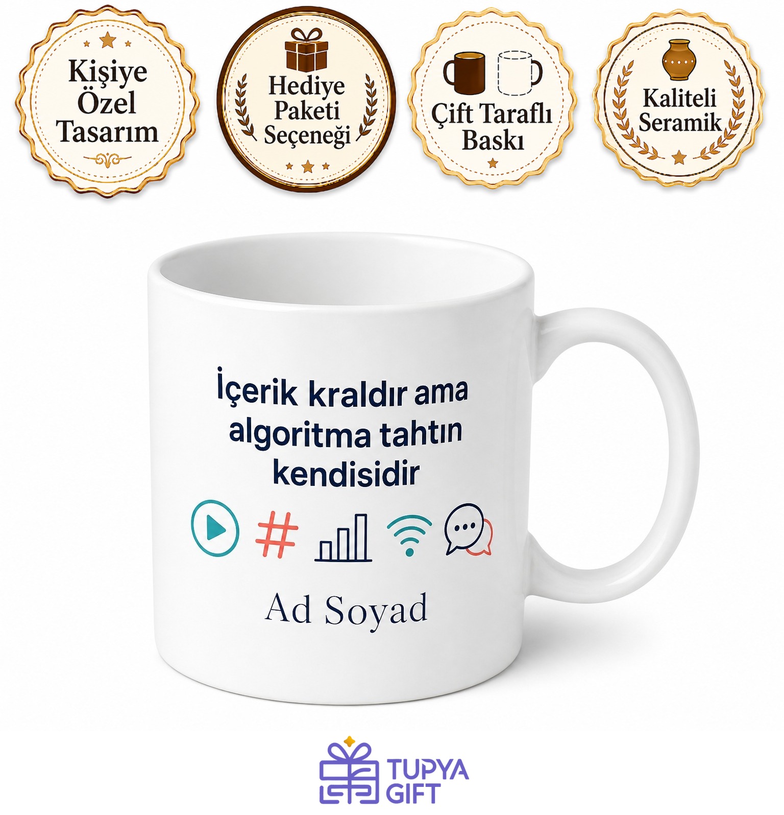 Dijital Medya Pazarlama Öğrencisine Sosyal Algoritma İçerik Kupa Bardak Hediye