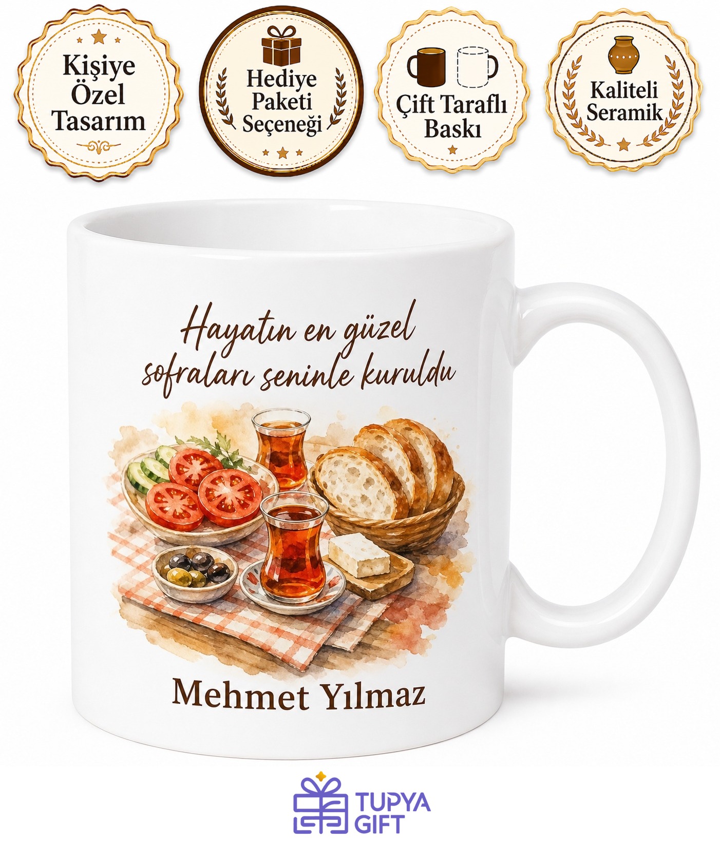 Babamla Pazar Kahvaltısı Yazılı Kupa Bardak Babalar Günü Hediyesi
