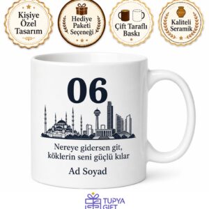 Kişiye Özel Plaka Kodlu Memleket Baskılı Kupa Bardak İsimli Hediye