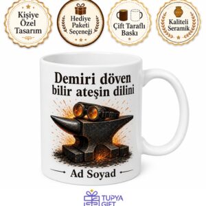 Demirciye Özel Örs Kıvılcım Kaynak Gözlüğü Temalı Kupa Bardak Hediye