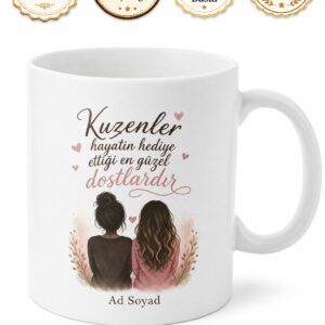 Kuzene Hediye Özel Tasarım Baskılı Kupa Bardak Porselen Kuzen Hediyesi