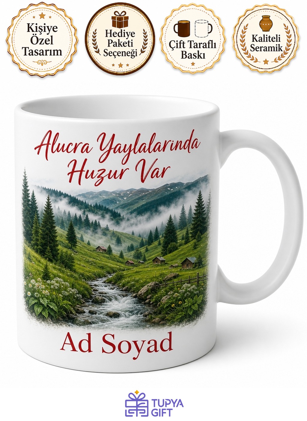 Alucra Ormanları Yaylaları Karadeniz Ruhu Seramik Kupa Bardak Hediye