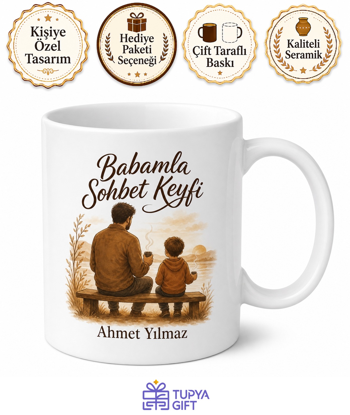 Babamla Sohbet Keyfi Yazılı Kupa Bardak Babalar Günü Hediyesi