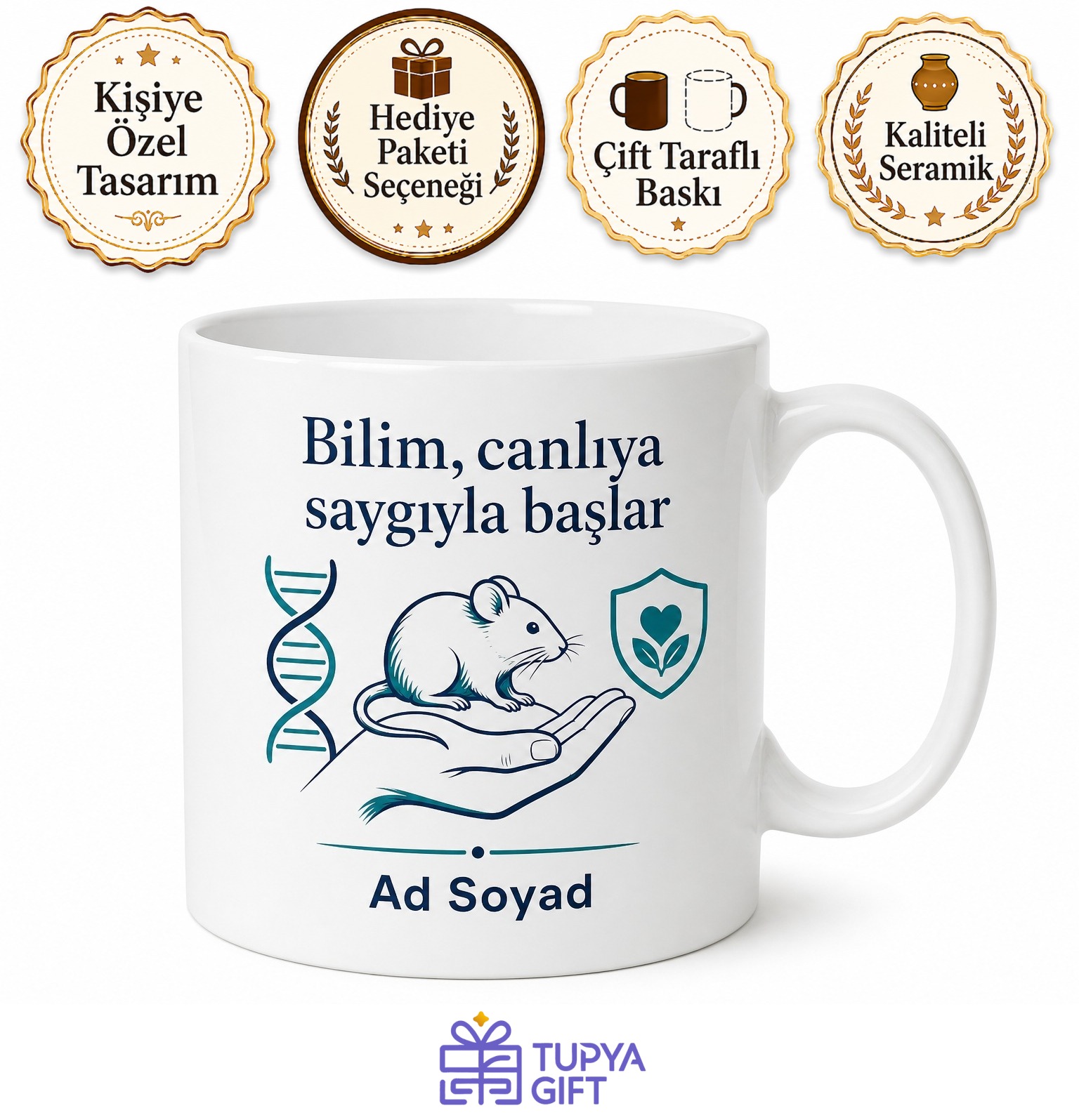 Laboratuvar Hayvanları Uzmanına Etik Araştırma Bilimsel Gelişim Kupa Hediye Bardak