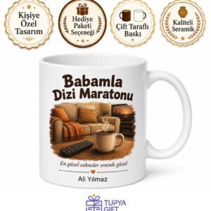 Babamla Dizi Maratonu Yazılı Kupa Bardak Babalar Günü Hediyesi