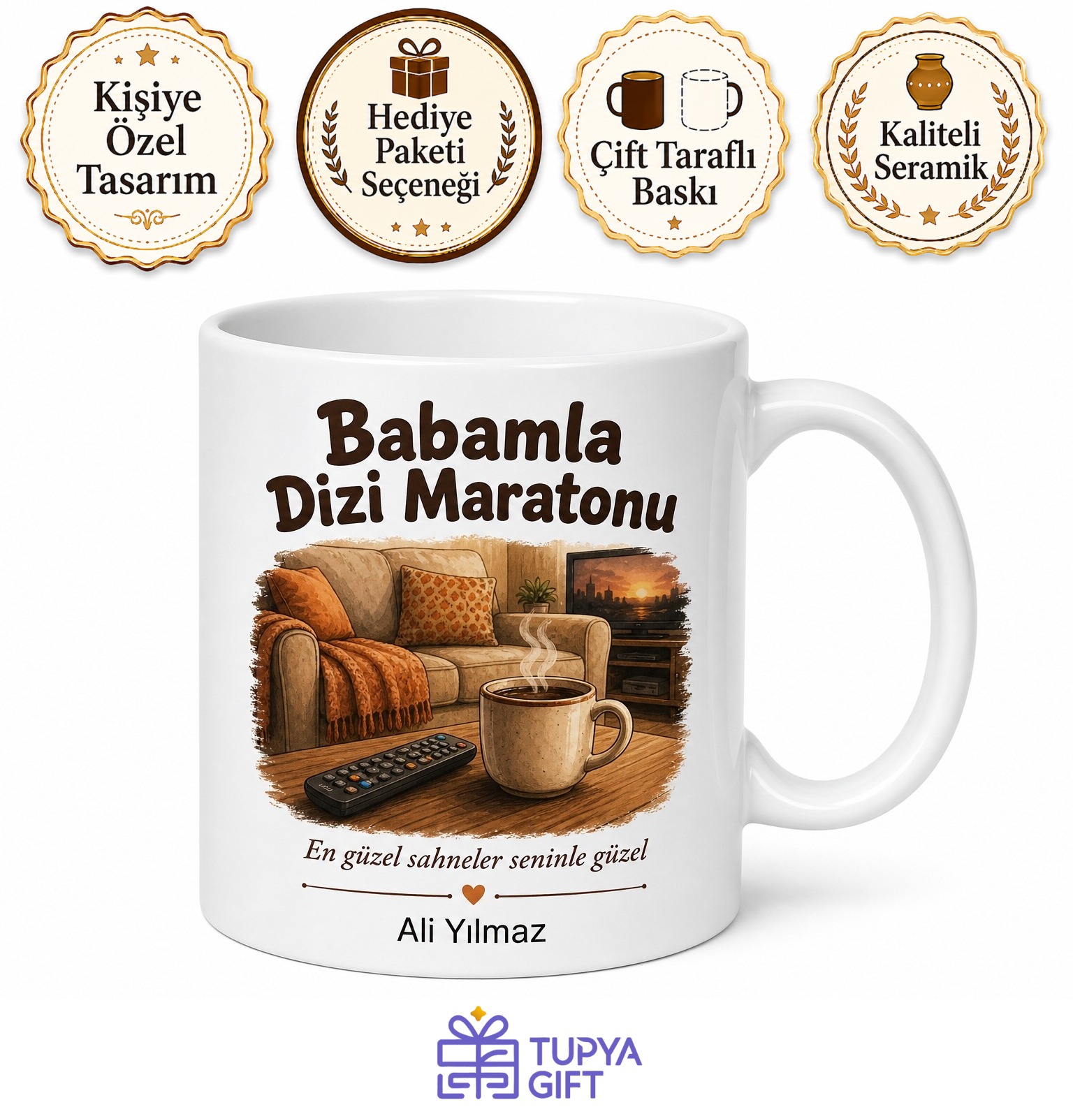 Babamla Dizi Maratonu Yazılı Kupa Bardak Babalar Günü Hediyesi